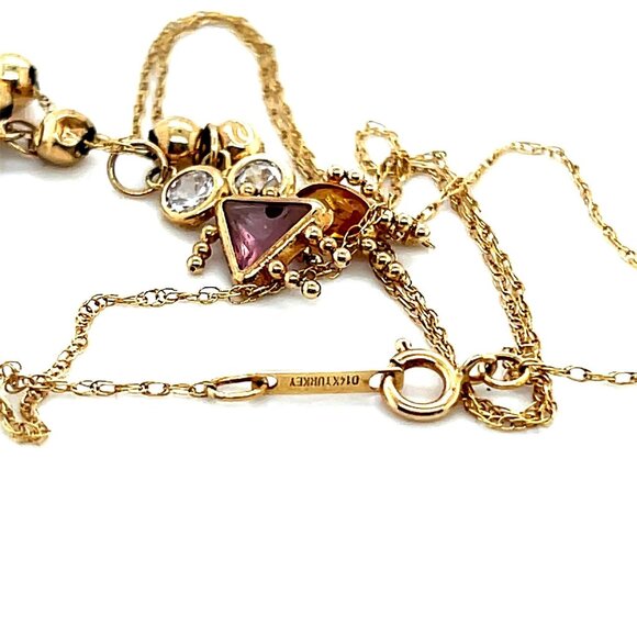14k Gold Boys/Girls Gesmtones Pendants Necklace - Picture 3 of 7